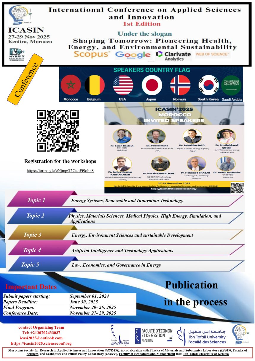The First Edition of the International Conference on Applied Sciences and Innovation (ICASIN’2025)