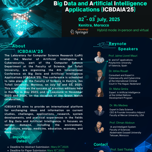 Invitation to ICBDAIA’25 – the 4th International Conference on Big Data and AI‎ Applications