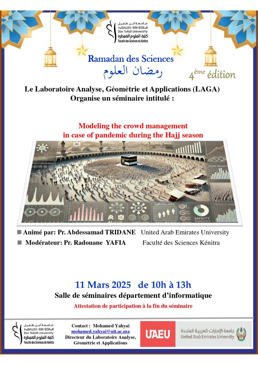 Ramadan des Sciences 4ème édition – Modeling the crowd management in case of pandemic during the Hajj season.