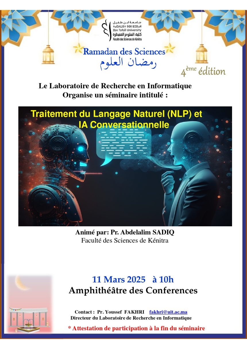 Ramadan des Sciences 4ème édition – raitement du Langage Naturel (NLP) et IA Conversationnelle