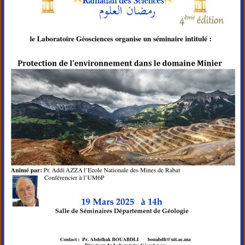 Ramadan des Sciences  4ème édition – Protection de l’environnement dans le domaine Minier