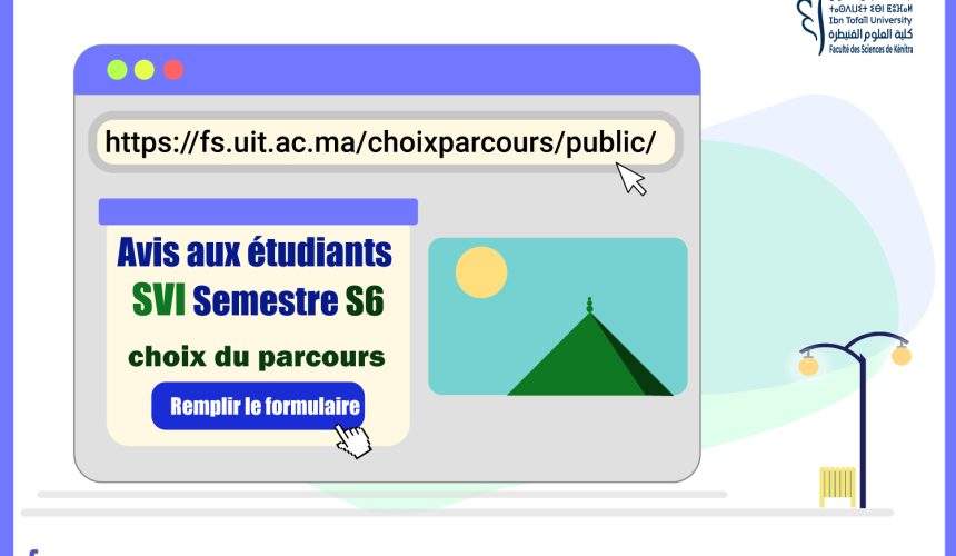 Avis aux étudiants  SVI Semestre S6 – choix du parcours