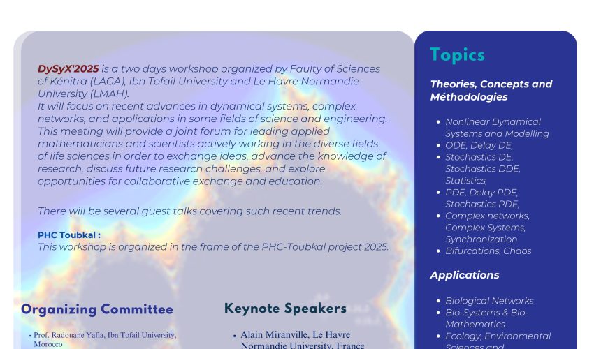 Ibn Tofail & Le Havre Normandie Universities organize The 2nd International Workshop on Advance in Nonlinear Dynamical Systems, Complex Networks and Applications (DySyX’2025)