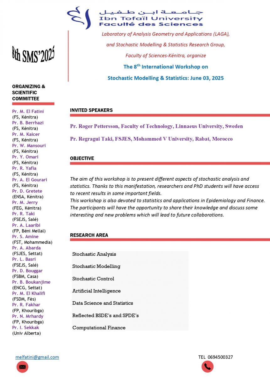 The 8th International Workshop on Stochastic Modelling & Statistics: June 03, 2025