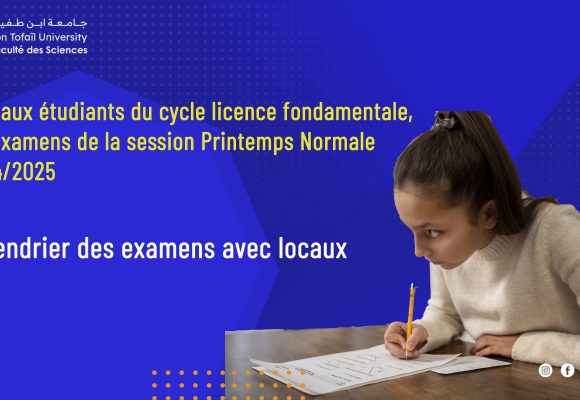 Calendrier des examens avec locaux du cycle licence fondamentale session Printemps Normale  2024/2025