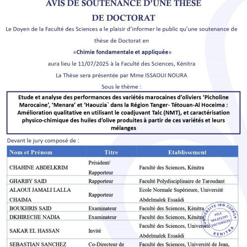 Avis de soutenance de thèse de ISSAOUI NOURA