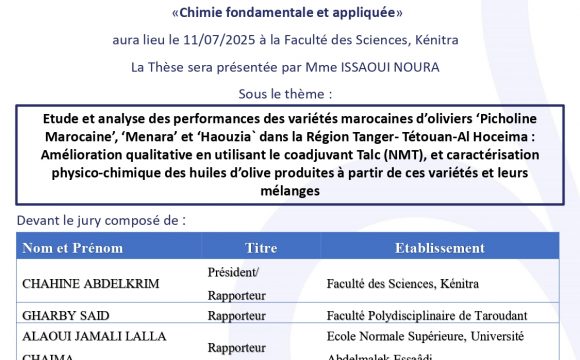 Avis de soutenance de thèse de ISSAOUI NOURA