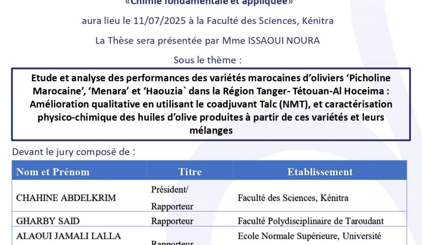 Avis de soutenance de thèse de ISSAOUI NOURA