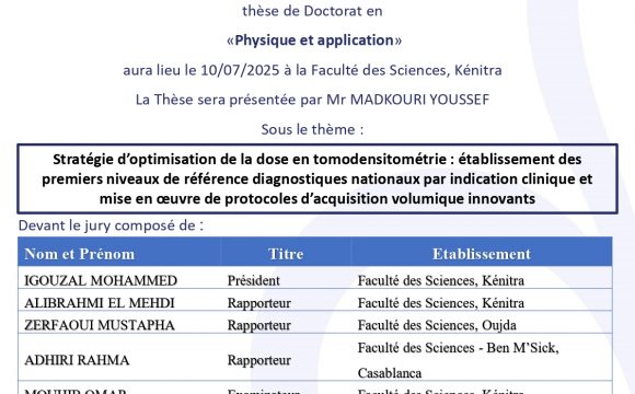 Avis de soutenance de thèse de MADKOURI YOUSSEF