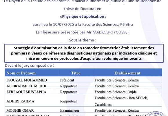 Avis de soutenance de thèse de MADKOURI YOUSSEF