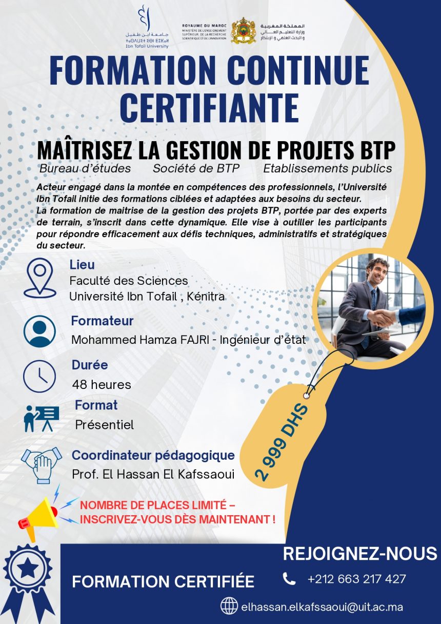 Formation Certifiante Continue : Maîtrise de la Gestion de Projets BTP