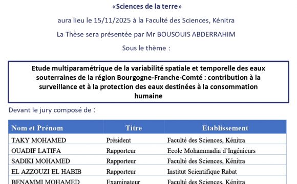 Avis de soutenance de BOUSOUIS ABDERRAHIM