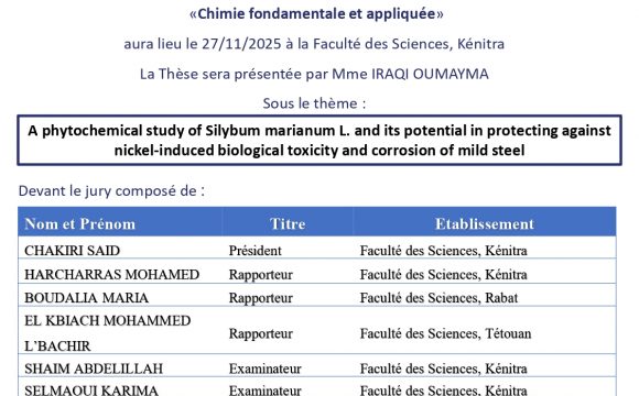 Avis de soutenance de thèse de  IRAQI OUMAYMA