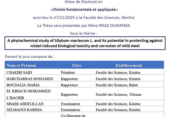 Avis de soutenance de thèse de  IRAQI OUMAYMA