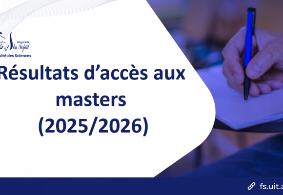 Résultats d’accès aux masters de la faculté des sciences (2025/2026)