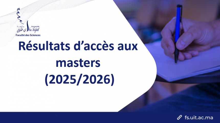 Résultats d’accès aux masters de la faculté des sciences (2025/2026)