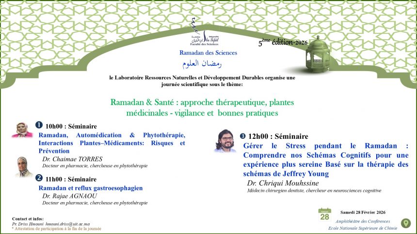 Ramadan des Sciences – Ramadan & Santé : approche thérapeutique, plantes médicinales – vigilance et  bonnes pratiques