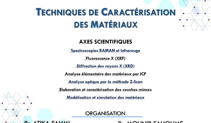 Journées Scientifiques Sous les Techniques de Caractérisation des Matériaux.