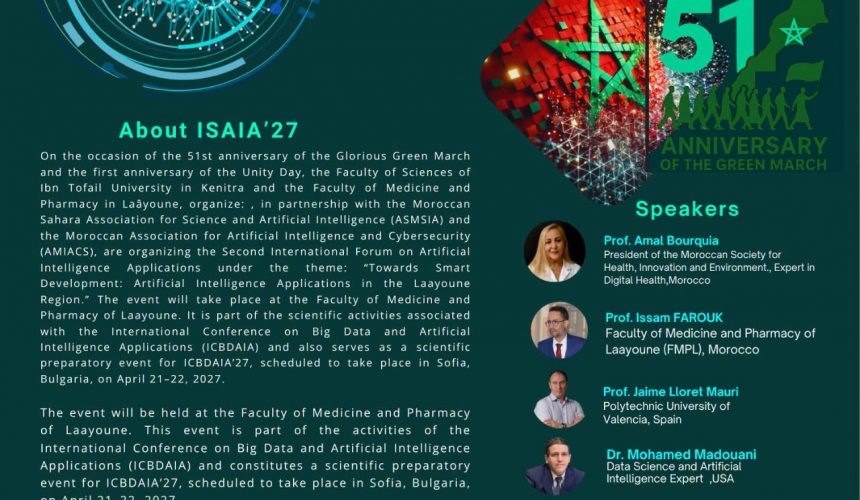 La Faculté des Sciences coorganise le 2ᵉ Symposium international sur les applications de l’intelligence artificielle (ISAIA’26) – 5 novembre 2026 La Faculté des Sciences coorganise le 2ᵉ Symposium international sur les applications de l’intelligence artificielle (ISAIA’26) – 5 novembre 2026