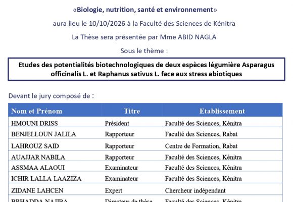 Avis de soutenance de thèse de Mme ABID NAGLA