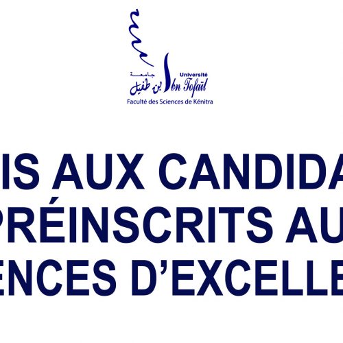 AVIS AUX CANDIDATS PRÉINSCRITS AUX LICENCES D’EXCELLENCE MÉCATRONIQUE – BIOTECHNOLOGIES AGROALIMENTAIRES – AGRONOMIE ET INNOVATION